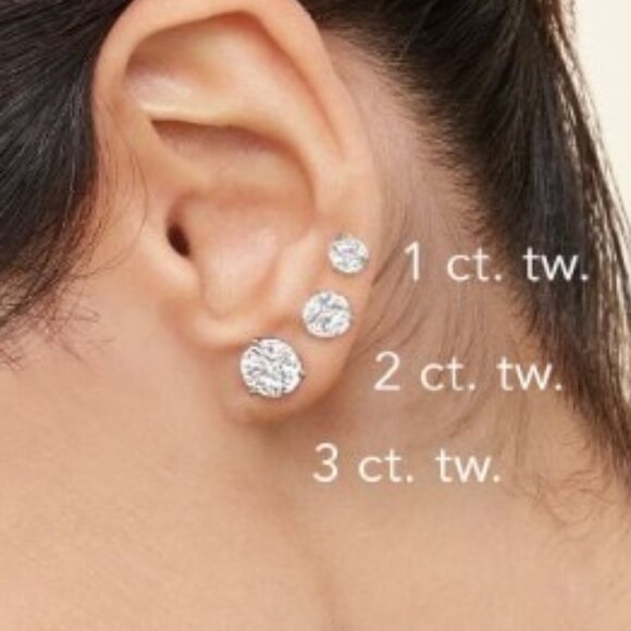 Moissanite 1 CT Round Perfect Stud Earrings Claw Prong 925 Sterling Silver NWT - Picture 5 of 10